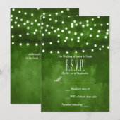 Groen Bos Rustieke String Lights Bruiloft RSVP Kaart (Voorkant / Achterkant)