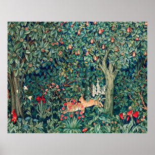 GROEN, BOSDIEREN Hazen ,Groene bloemen Poster