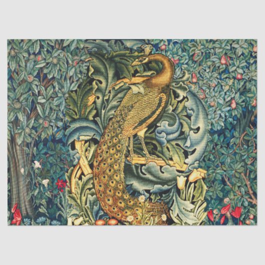 GROEN, BOSDIEREN, PAUW IN GROENE BLOEM TISSUEPAPIER (Voorkant)