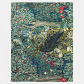 GROEN, BOSDIEREN, RAVEN IN GROENE BLOEM FLEECE DEKEN (Voorkant)