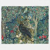 GROEN, BOSDIEREN, RAVEN IN GROENE BLOEM FLEECE DEKEN (Voorkant (Horizontaal))