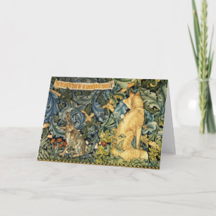 GROEN, BOSDIEREN, VOS EN HAAS, GROENE BLOEM FEESTDAGEN KAART