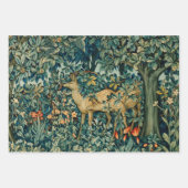 GROEN, BOSDIEREN, Vos en Hazen Groene Bloemen Inpakpapier Vel (Voorkant 3)