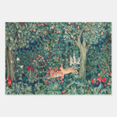 GROEN, BOSDIEREN, Vos en Hazen Groene Bloemen Inpakpapier Vel (Voorkant 2)