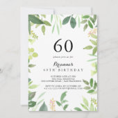 Groen Botanisch Bladgroen 60e Verjaardagsfeestje Kaart (Voorkant)