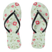 Groen botanisch bloemmotief teenslippers (Voetbed)
