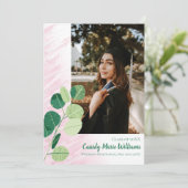 Groen botanisch elegant roze Afstuderen Kaart (Staand voorkant)
