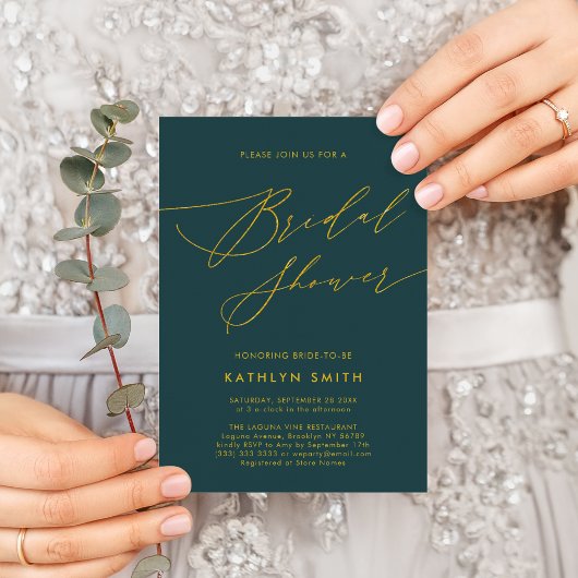 Groen Botanisch Elegant Script-Vrijgezellenfeest Uitnodiging Briefkaart