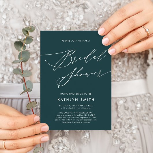 Groen Botanisch Elegant Script-Vrijgezellenfeest Uitnodiging Briefkaart