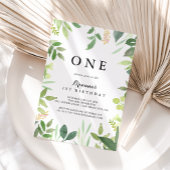 Groen Botanisch gebladerte Eerste Verjaardagsfeest Kaart