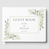 Groen Botanisch Modern Elegant Bruiloft Gastenboek (Voorkant)