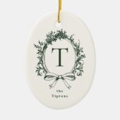  groen botanisch monogram keramisch ornament (Voorkant)