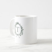  groen botanisch monogram koffiemok (Voorkant links)