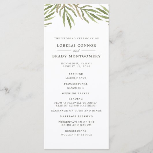 groen | Botanische dubbelzijdige bruiloft programm Programma (Voorkant)