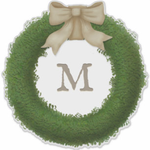Groen Boxwood met standaard monogram Sticker