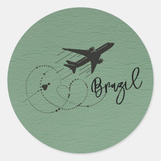 Groen Brazilië Paspoort Ronde Sticker (Voorkant)
