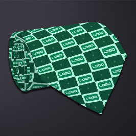Groen (Brede Rechthoek) Logo Checkerboard Stropdas