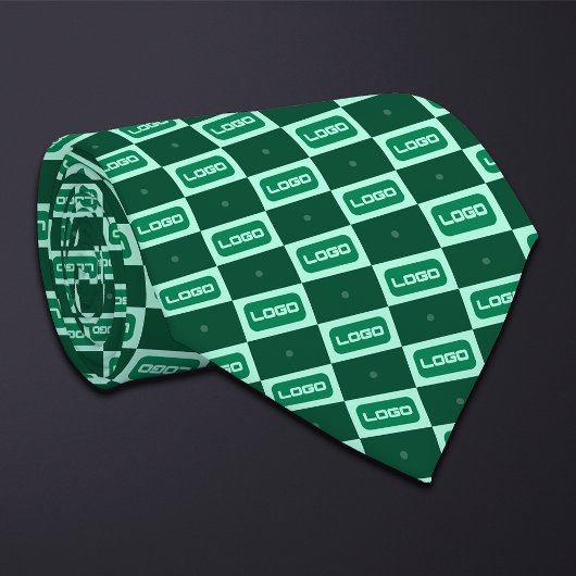 Groen (Brede Rechthoek) Logo Checkerboard Stropdas
