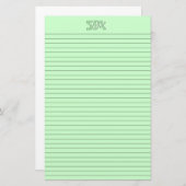 Groen briefpapier Monogram optionele lijnen (Voorkant / Achterkant)