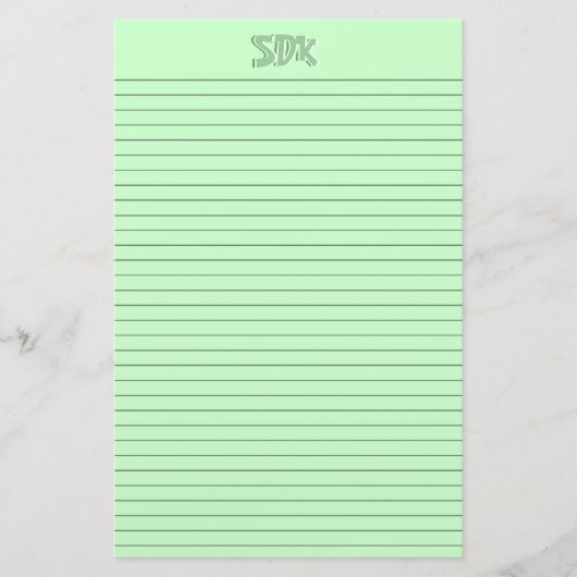 Groen briefpapier Monogram optionele lijnen (Voorkant)