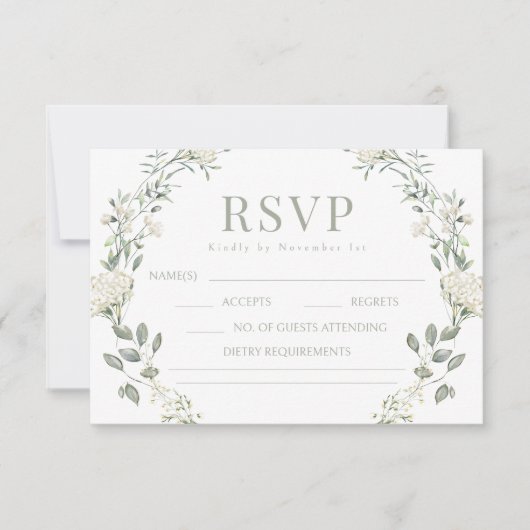 Groen bruid bruidegom monogram bruiloft RSVP kaart (Voorkant)