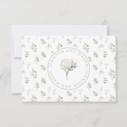 Groen bruid bruidegom monogram bruiloft RSVP kaart (Achterkant)