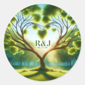 Groen bruidspaar Monogram Sticker (Voorkant)