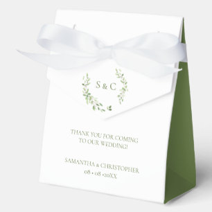 Groen Bruiloft Dank u Monogram Crest Custom Bedankdoosjes