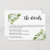 Groen bruiloft details invoegen kaart botanisch (Voorkant / Achterkant)