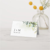 Groen Bruiloft Gevouwen Plaats Kaarten (Achterkant)