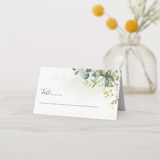 Groen Bruiloft Gevouwen Plaats Kaarten (Voorkant)