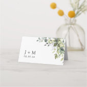 Groen Bruiloft Gevouwen Plaats Kaarten (Achterkant)