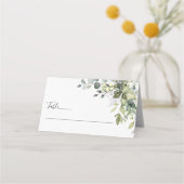 Groen Bruiloft Gevouwen Plaats Kaarten (Voorkant)