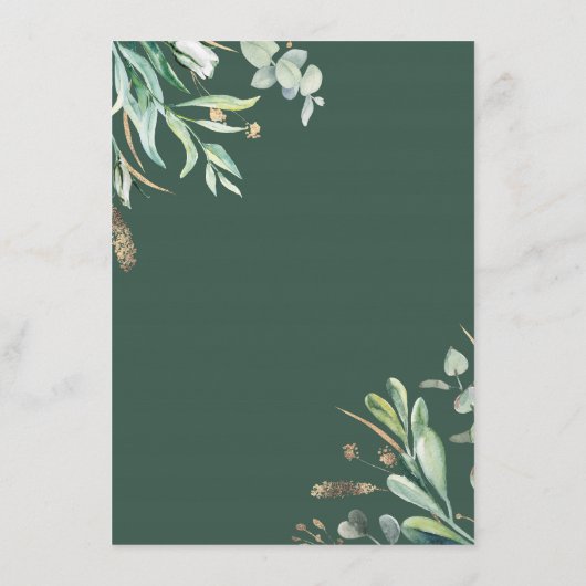 Groen Bruiloft Informatie Gast Informatiekaartje (Achterkant)