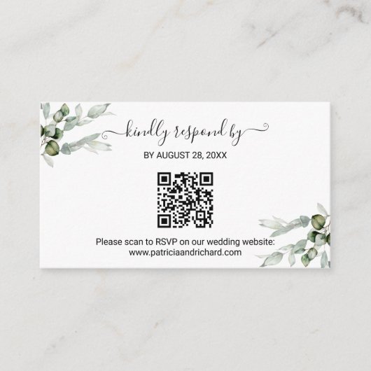 Groen bruiloft QR Online RSVP Informatiekaartje (Voorkant)