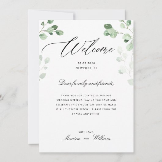 Groen Bruiloft Tijdlijn Programma & Welkom (Achterkant)