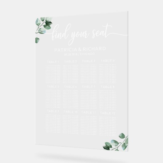 Groen bruiloft Zitting Grafiek Acryl Teken Acryl Bord (Hoek)