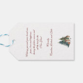 Groen & Bruin Aquarel Kerstboom Cadeaulabel (Achterkant Horizontaal)