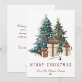 Groen & Bruin Aquarel Kerstboom Feestdagenkaart (Voorkant / Achterkant)