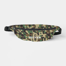 Groen Bruin Beige Camo Camouflage Monogram Naam Heuptasje