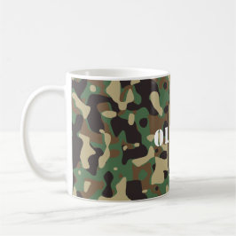 Groen Bruin Beige Camo Camouflage Monogram Naam Koffiemok