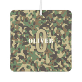 Groen Bruin Beige Camo Camouflage Monogram Naam Luchtverfrisser