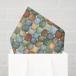 Groen Bruin Blauw Geel Vierkanten Verjaardag Tissuepapier