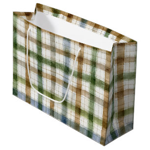 Groen Bruin Blauw Strepen Verjaardag Groot Cadeauzakje