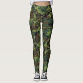 Groen bruin bos Camouflage Pattern Camp. Leggings (Voorkant)