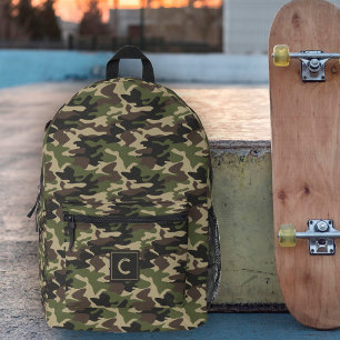 Groen Bruin Camouflage Patroon Monogram Bedrukte Rugzak