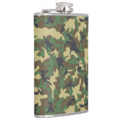 Groen Bruin Camouflage Vinyl Wrapped Kolf 8 oz Heupfles (Rechts)