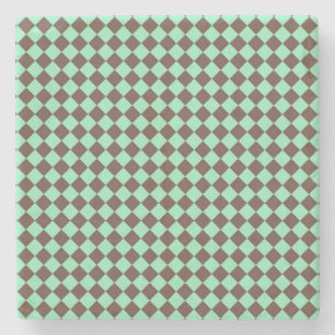Groen Bruin Diamant Checker Patroon Stenen Onderzetter