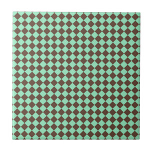 Groen Bruin Diamant Schachbrekpatroon Tegeltje