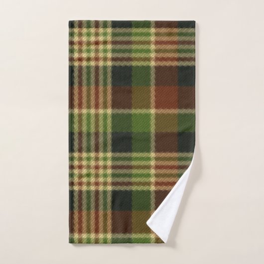 Groen bruin en beige handdoekset bad handdoek (Handdoek)